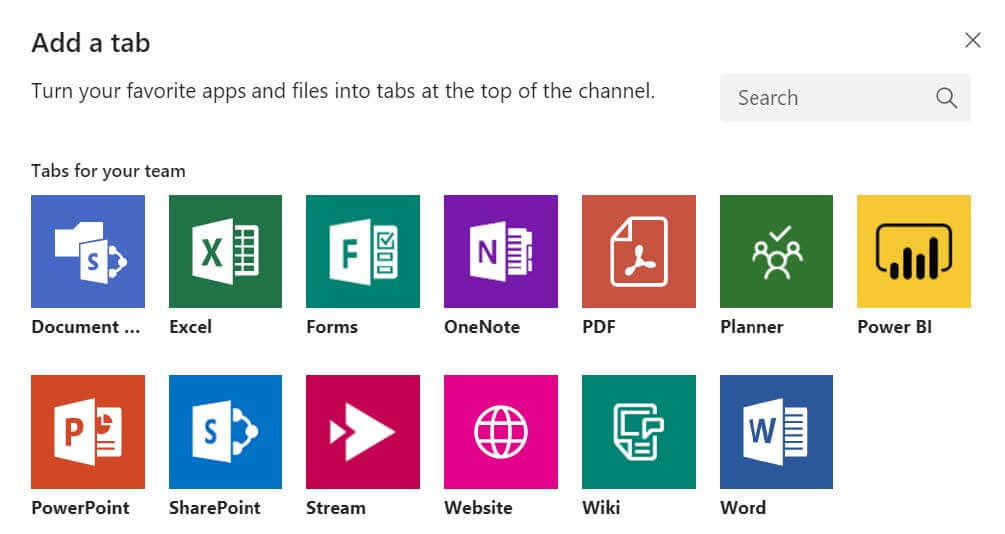 Microsoft Teams All tabs available in Microsoft Teams App