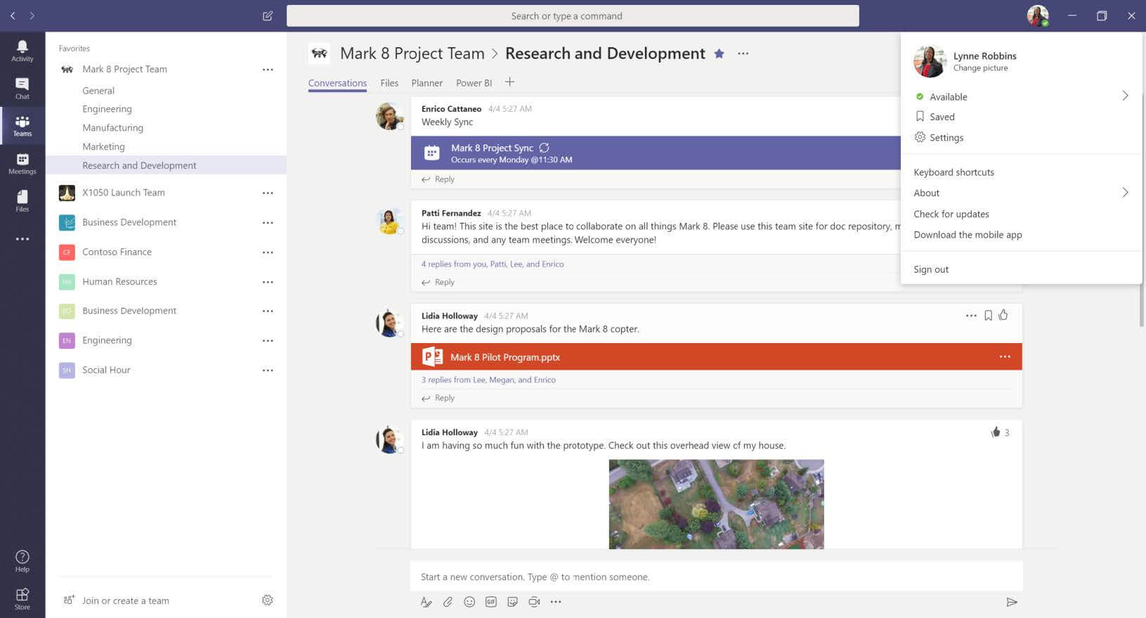 Detailed tab in Microsoft Teams App Detailed tab in Microsoft Teams App
